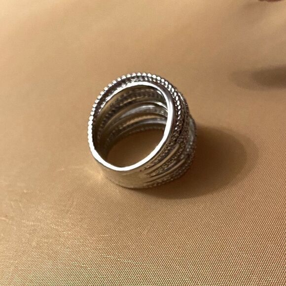 The Moderne Statement band ring in 925 & white sapphire sz 5 - Picture 9 of 10